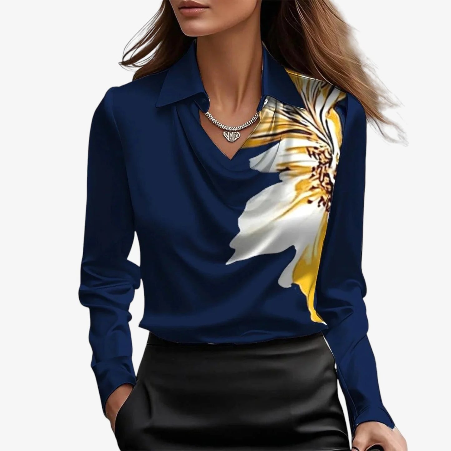 Belén - Blusa cuello drapeado